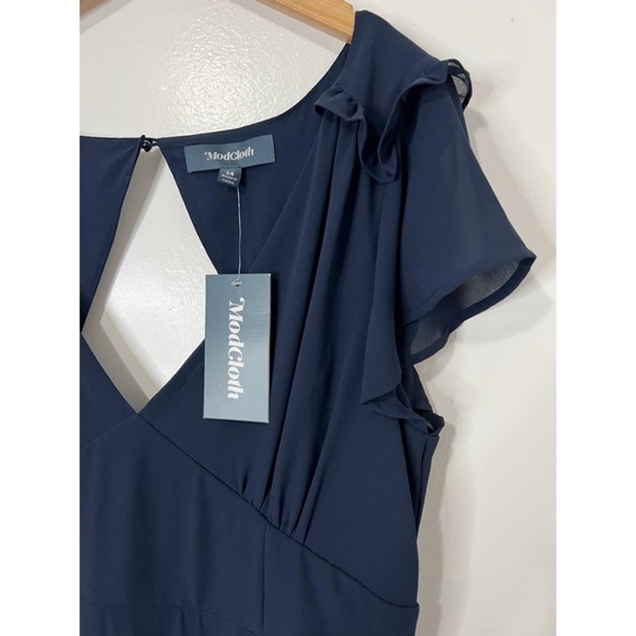 ModCloth Navy Blue You're Flowing Places Maxi Dress Size 14 - Picture 7 of 12